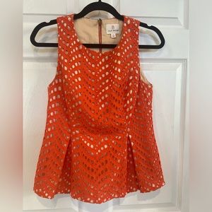 Julie Brown coral cotton eyelet size 2 sleeveless flared top